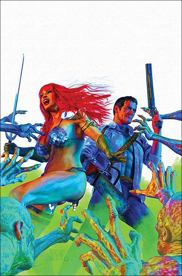 Red Sonja vs. the Army of Darkness issue 1-T Mark Spears Foil Virgin White Background Cover