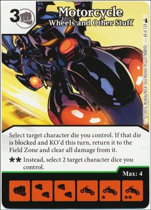 Marvel Dice Masters Deadpool card 68 Motorcycle: Wheels and Other Stuff