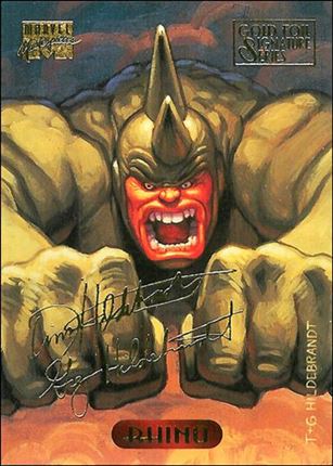 1994 Marvel Masterpieces (Gold-Foil Signature Parallel Base Set) card 100 Rhino
