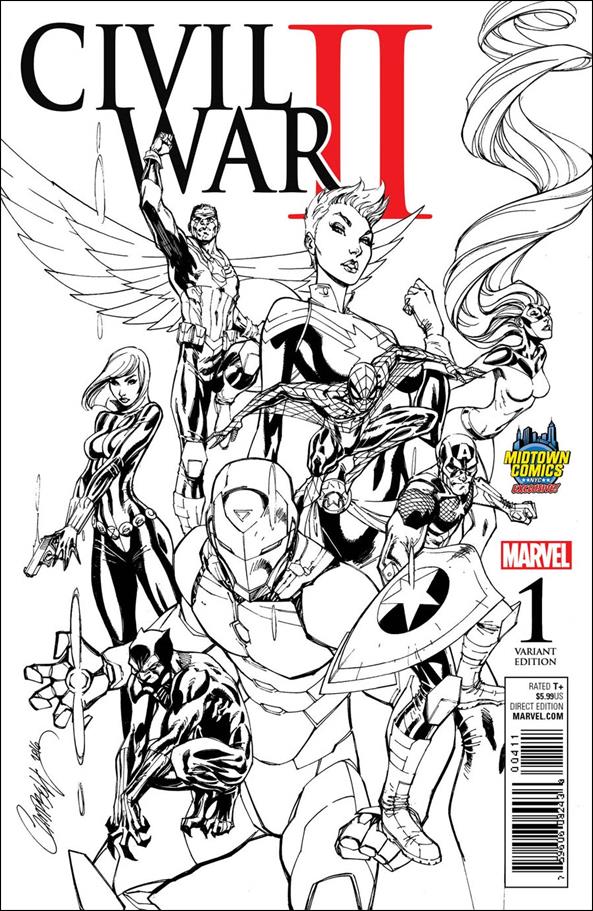 Civil War II issue 1-TH J. Scott Campbell Midtown Comics B&W Cover
