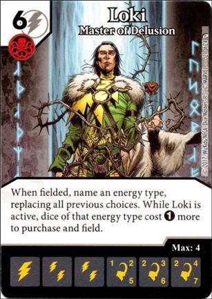 Marvel Dice Masters Defenders card 21 Loki: Master of Delusion