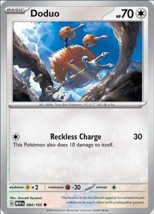 Pokemon: Scarlet & Violet - 151 (Base Set) card 084/165-B Doduo (Reverse Holofoil)