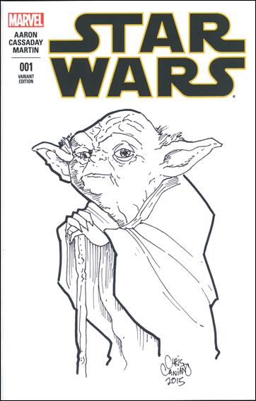 Star Wars (2015) issue 1-QI DF Chris Caniano "Yoda" Signed & Remarked Cover