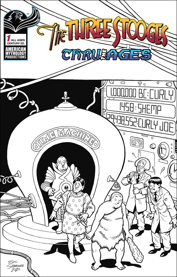Three Stooges Thru the Ages issue 1-D Eric Shanower Black & White Century Cover 1/100
