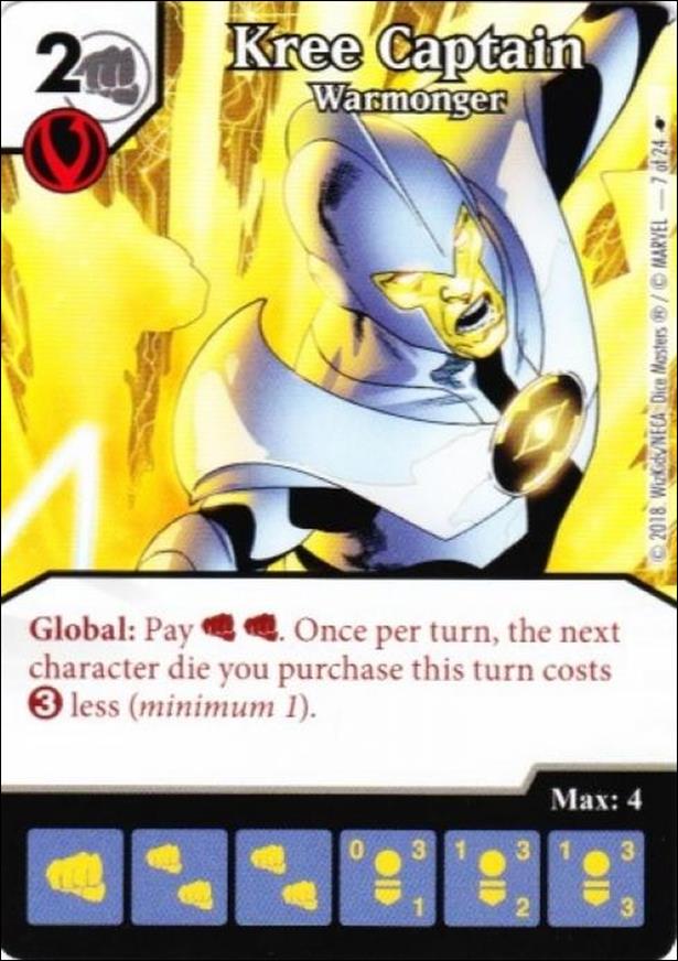 Marvel Dice Master's Kree Invasion Team Pack card 7 Kree Captain - Warmonger 