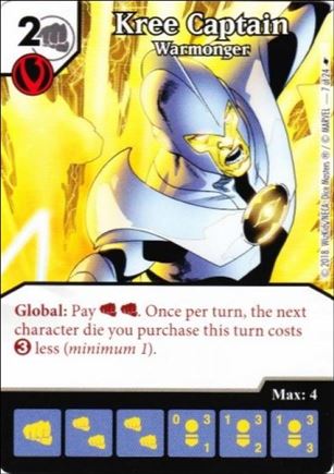 Marvel Dice Master's Kree Invasion Team Pack card 7 Kree Captain - Warmonger 