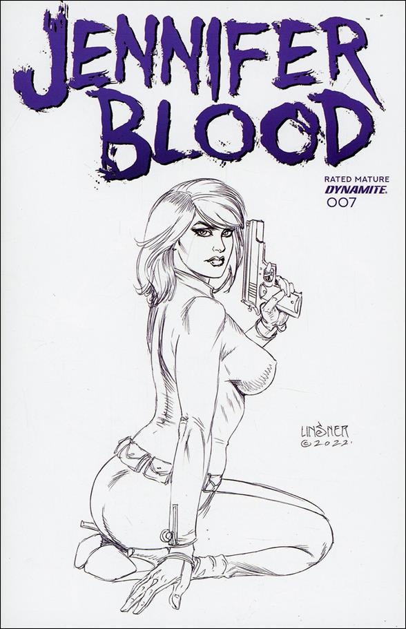 Jennifer Blood (2021) issue 7-M Joseph Michael Linsner 1:15 Black & White Cover