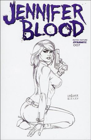 Jennifer Blood (2021) issue 7-M Joseph Michael Linsner 1:15 Black & White Cover