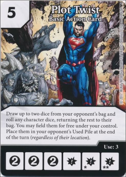 DC Comics Dice Masters Superman and Wonder Woman Starter Set card 27 Plot Twist: Basic Action Card 