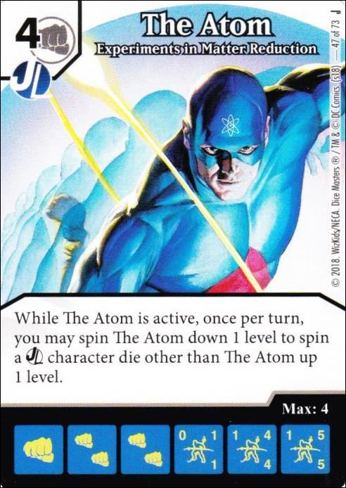DC Comics Dice Masters Justice card 47 The Atom: Experiments in Matter Reduction