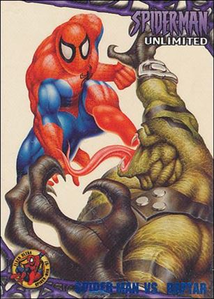 1997 Fleer Ultra Spider-Man (Base Set Blue) card 58 Spider-Man Vs. Raptar