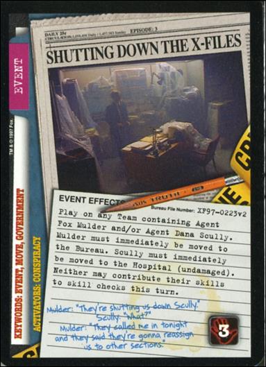 X-Files: The Truth Is Out There (Base Set) card XF97-0223v2 Shutting Down The X-Files