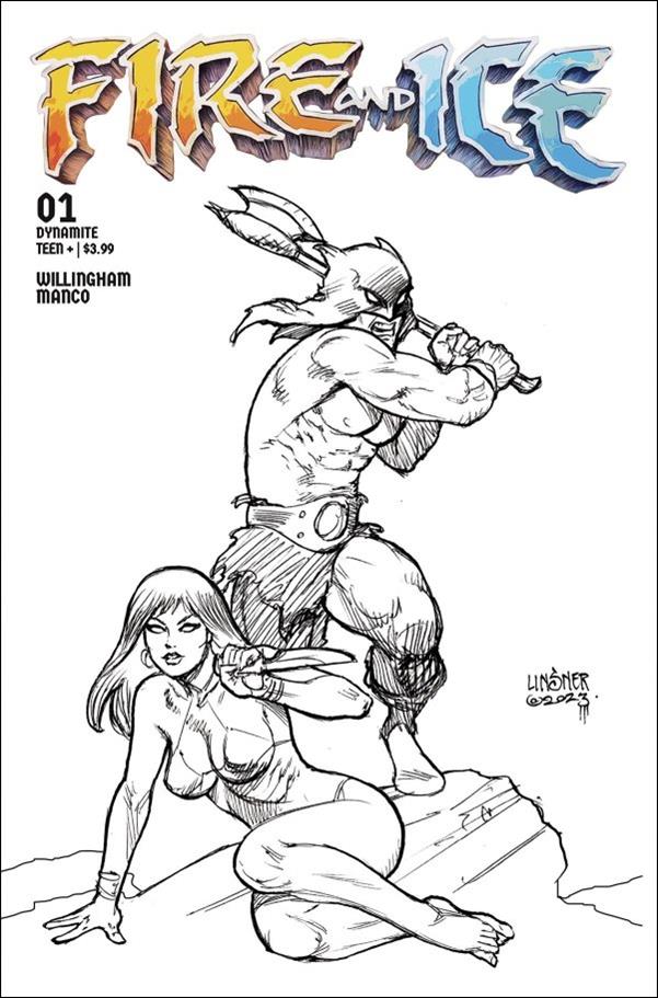 Fire and Ice issue 1-H Joseph Michael Linsner 1:15 Line Art Cover