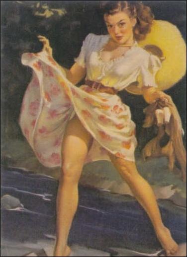 Elvgren's Calendar Pinups 2 (Base Set) card 42 Stepping Stones