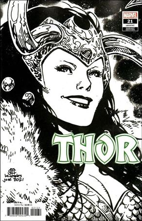 Thor (2020) issue 21-C Jim Cheung Black & White Headshot Cover
