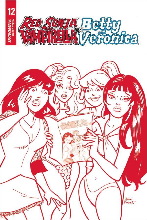 Red Sonja and Vampirella Meet Betty and Veronica issue 12-H Dan Parent 1:15 Red & White Cover