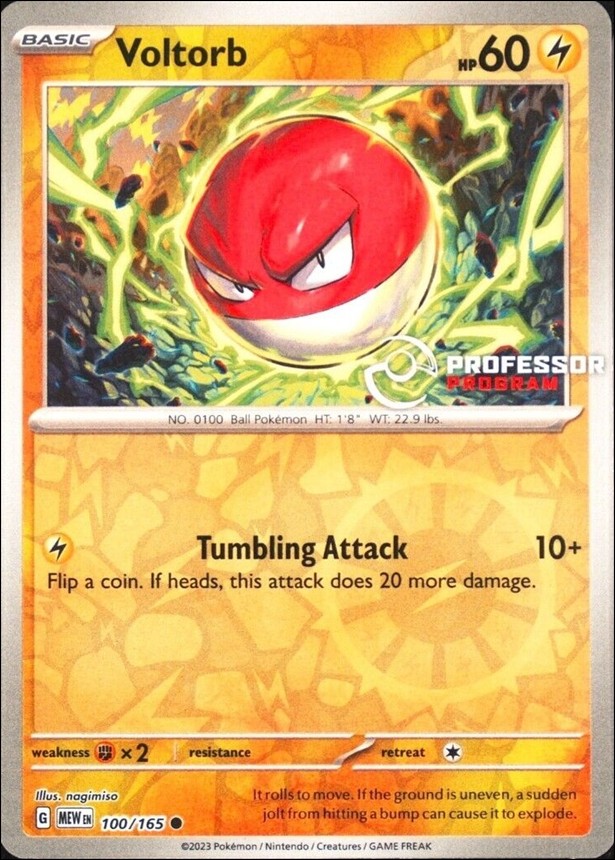 Pokemon: Scarlet & Violet - 151 (Base Set) card 100/165-C Voltorb (Reverse Holo) "Professor Program" Stamp