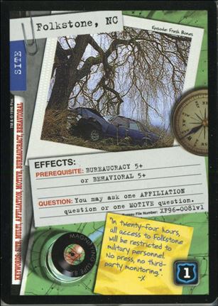 X-Files: Premiere Edition (Base Set) card XF96-0081v1 Folkstone, NC