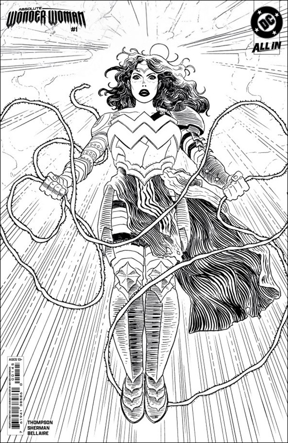 Absolute Wonder Woman issue 1-W Jim Lee B&W 1:25 Cardstock Cover (Fourth Printing)