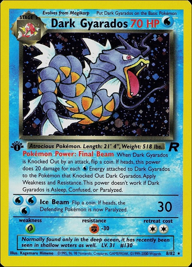 Pokemon: Team Rocket (Base Set) card 8 Dark Gyarados (Holo) - 1st Edition