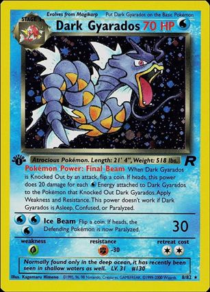 Pokemon: Team Rocket (Base Set) card 8 Dark Gyarados (Holo) - 1st Edition