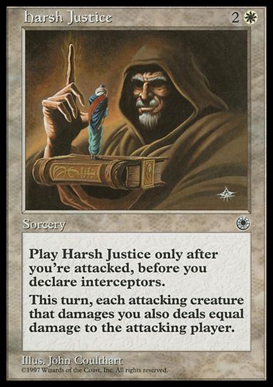 Magic the Gathering: Portal (Base Set) card 18 Harsh Justice