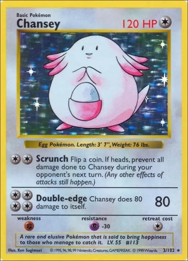 Pokemon (Base Set) card 3/102-B Chansey (Holo) Unlimited - Shadowless
