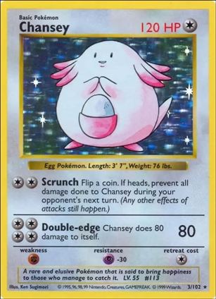 Pokemon (Base Set) card 3/102-B Chansey (Holo) Unlimited - Shadowless
