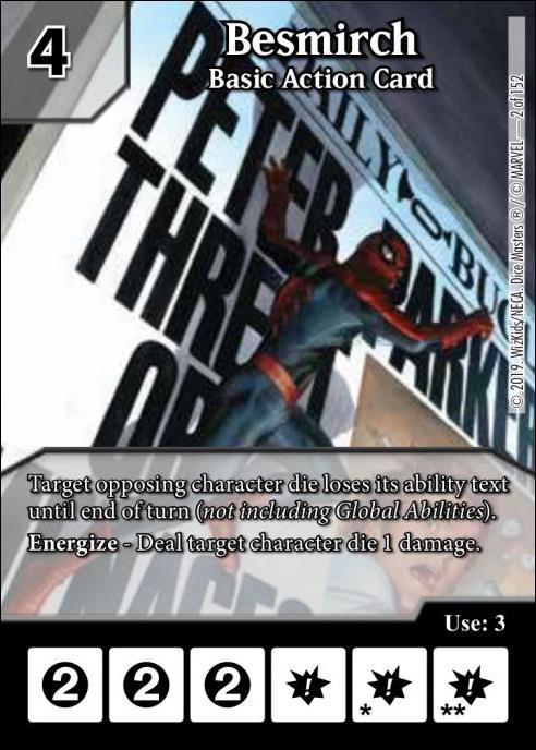 Marvel Dice Masters  Avengers Infinity Gauntlet card 2 Besmirch: Basic Action Card