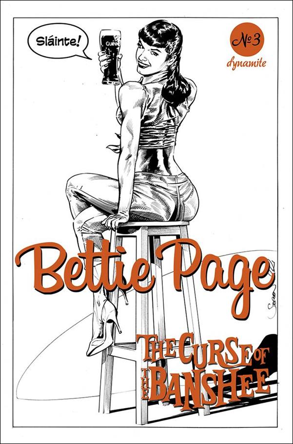 Bettie Page: The Curse of the Banshee issue 3-J Stephen Mooney 1:10 Black & White Cover