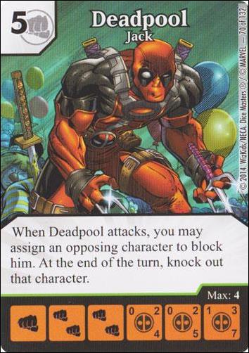 Marvel Dice Masters Avengers vs. X-Men  card 70 Deadpool: Jack