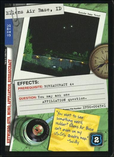 X-Files: Premiere Edition (Base Set) card XF96-0045v1 Ellens Air Base, ID
