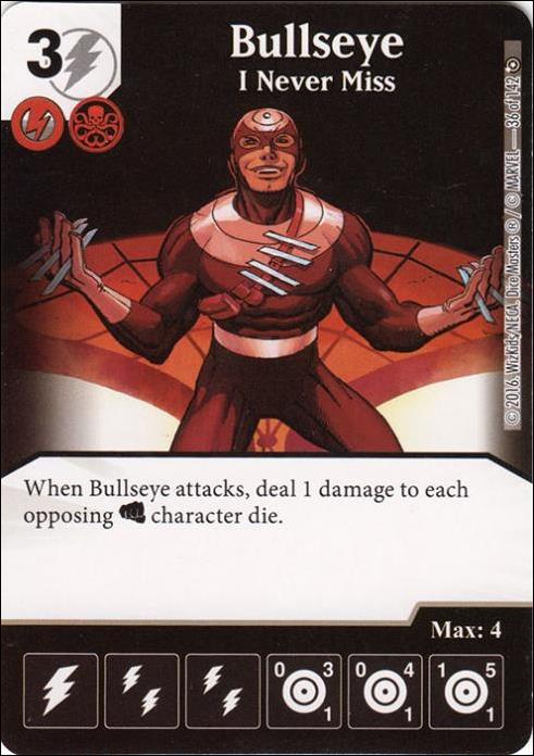 Marvel Dice Masters Civil War card 36 Bullseye: I Never Miss
