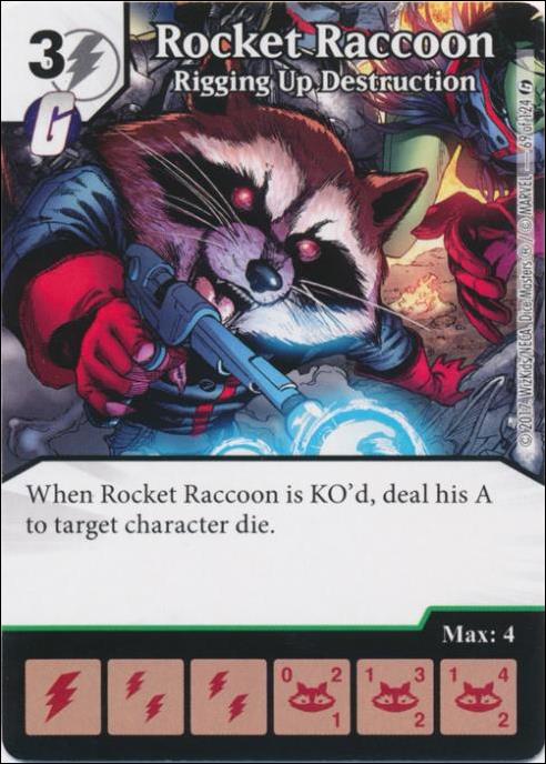 Marvel Dice Masters Guardians of the Galaxy  card 69 Rocket Raccoon: Rigging Up Destruction