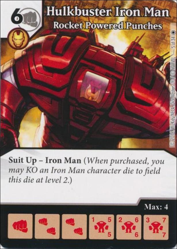 Marvel Dice Masters Iron Man and War Machine Starter Set card 5 Hulkbuster Iron Man - Rocket Powered Punches