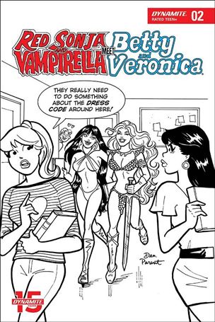 Red Sonja and Vampirella Meet Betty and Veronica issue 2-F Dan Parent B&W Cover