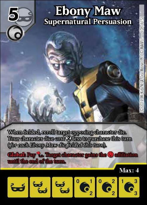 Marvel Dice Masters  Avengers Infinity Gauntlet card 108 Ebony Maw: Supernatural Persuasion 