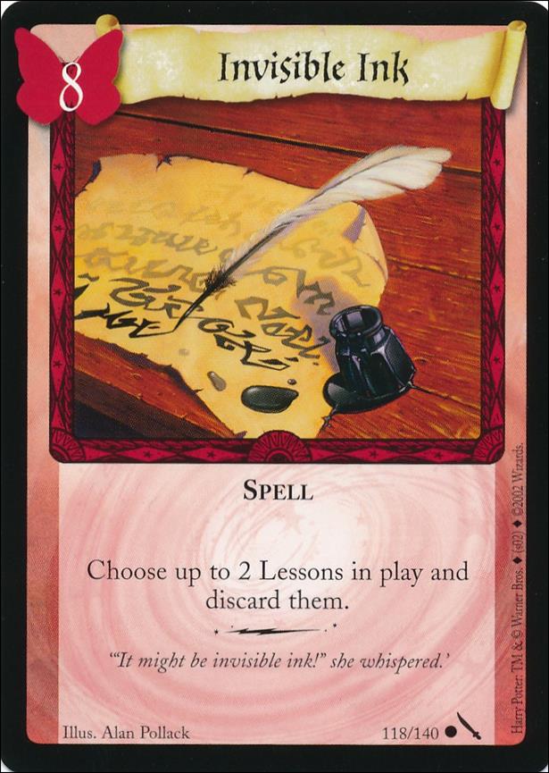 Harry Potter: Chamber of Secrets (Base Set) card 118 Invisible Ink