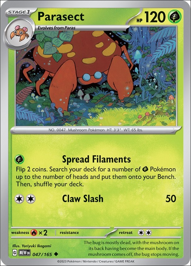 Pokemon: Scarlet & Violet - 151 (Base Set) card 047/165 Parasect