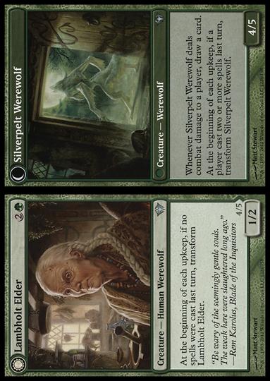 Magic the Gathering: Dark Ascension (Base Set) card 122 Lambholt Elder / Silverpelt Werewolf