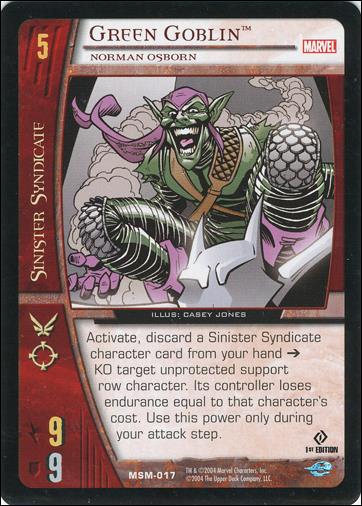 Web of Spider-Man VS System (Base Set) card 17 Green Goblin, Norman Osborn