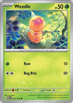 Pokemon: Scarlet & Violet - 151 (Base Set) card 013/165-B Weedle (Reverse Holofoil)