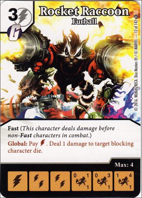 Marvel Dice Masters Civil War card 12 Rocket Raccoon: Furball