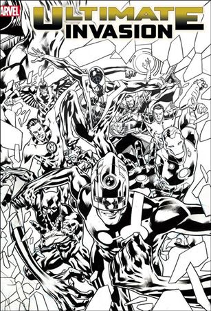 Ultimate Invasion issue 1-J Bryan Hitch 1:50 Black & White Wraparound Cover