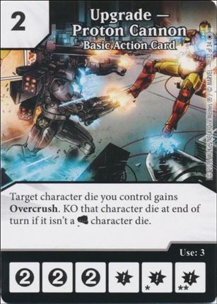 Marvel Dice Masters Iron Man and War Machine Starter Set card 32 Upgrade - Proton Cannon - Basic Action Card 
