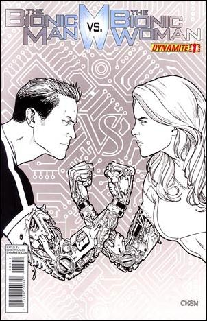 Bionic Man vs the Bionic Woman issue 1-G Sean Chen 1:35 Black and White Cover