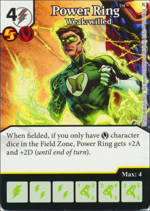 DC Comics Dice Masters Green Arrow and The Flash card 105 Power Ring: Weak-willed 