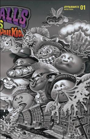 Madballs vs Garbage Pail Kids issue 1-H Joe Simko 1:10 Black & White Wraparound Cover