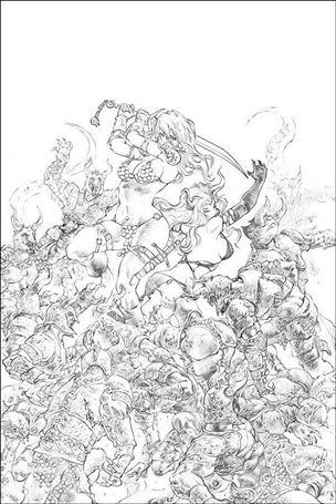 Red Sonja: Age of Chaos issue 6-J Alan Quah 1:11 Black & White Virgin Cover