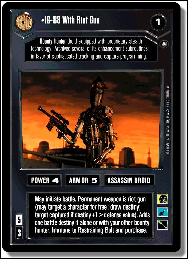 Star Wars: Enhanced Cloud City (Base Set) card 2 IG-88 With Riot Gun